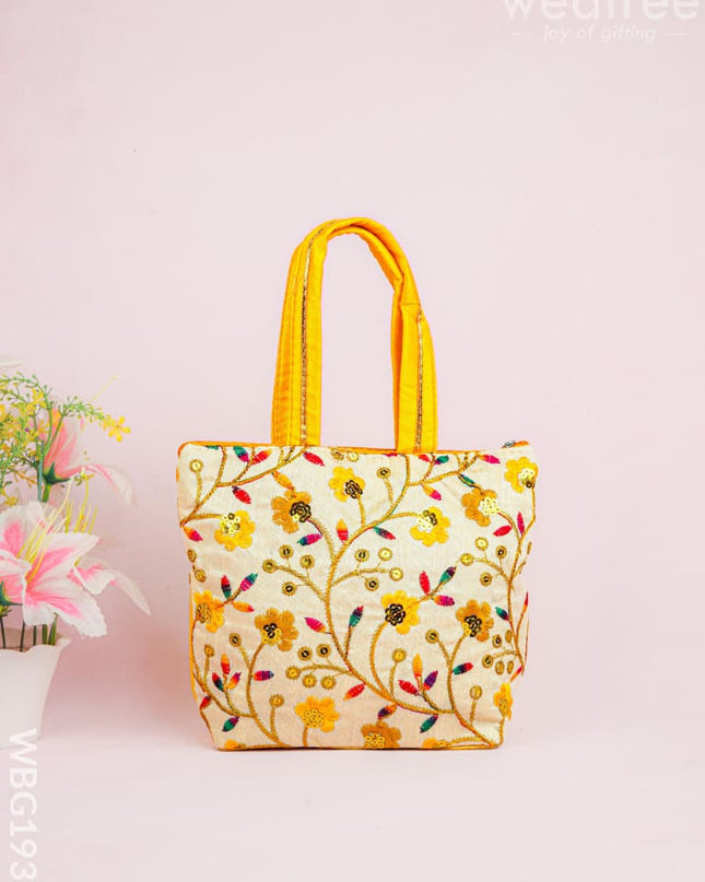 Handbag with Embroidery Design - 10x7 inch - WBG1933 - Hand Bags