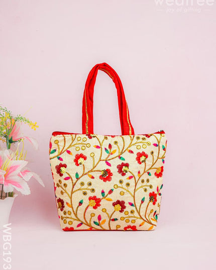Handbag with Embroidery Design - 10x7 inch - WBG1933 - Hand Bags