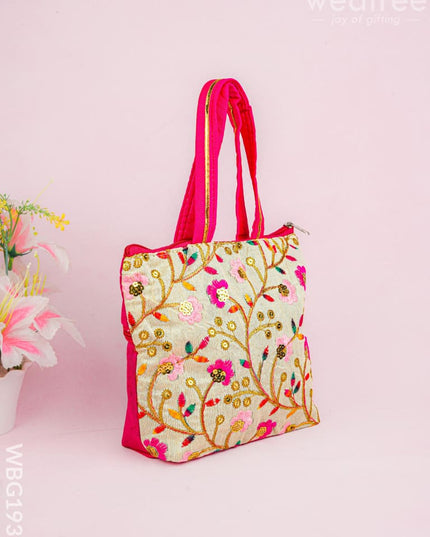 Handbag with Embroidery Design - 10x7 inch - WBG1933 - Hand Bags
