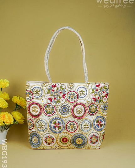 Handbag with Embroidery Design - 14x11 inch - WBG1931 - Hand Bags