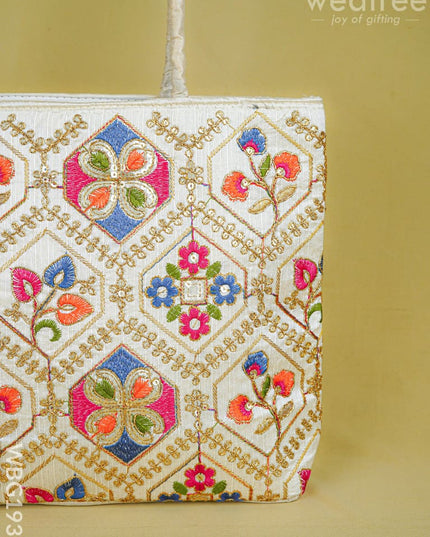 Handbag with Embroidery Design - 14x11 inch - WBG1931 - Hand Bags