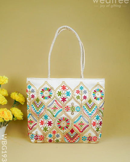 Handbag with Embroidery Design - 14x11 inch - WBG1931 - Hand Bags