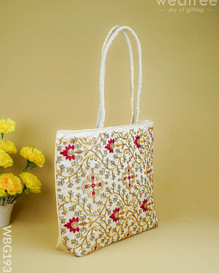 Handbag with Embroidery Design - 14x11 inch - WBG1931 - Hand Bags
