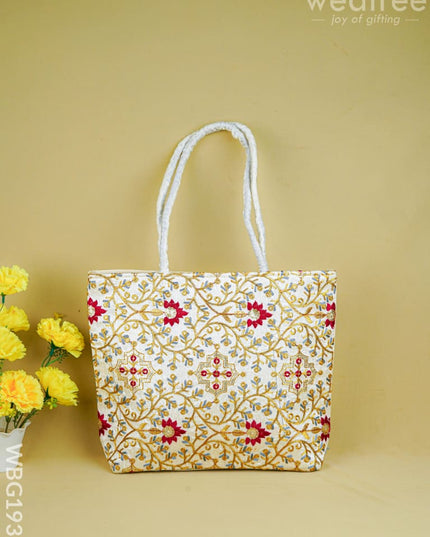 Handbag with Embroidery Design - 14x11 inch - WBG1931 - Hand Bags