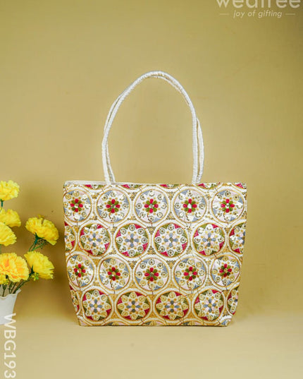Handbag with Embroidery Design - 14x11 inch - WBG1931 - Hand Bags