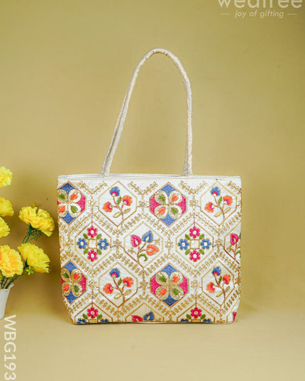 Handbag with Embroidery Design - 14x11 inch - WBG1931 - Hand Bags