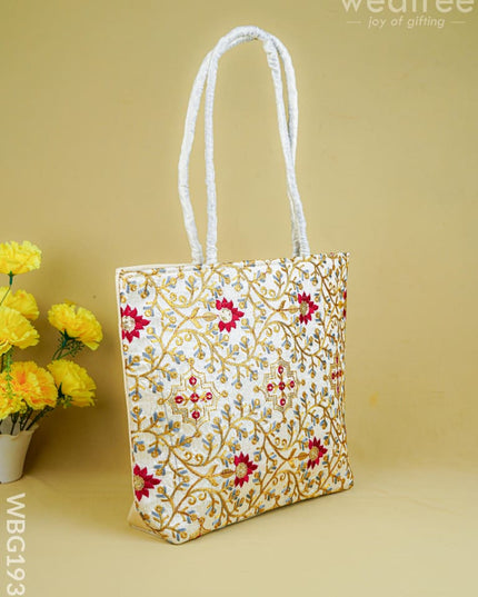 Handbag with Embroidery Design - 14x11 inch - WBG1931 - Hand Bags