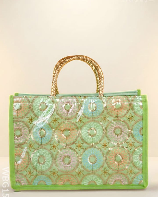 Handbag with Embroidery Design - Assorted - WBG1585 - Hand Bags