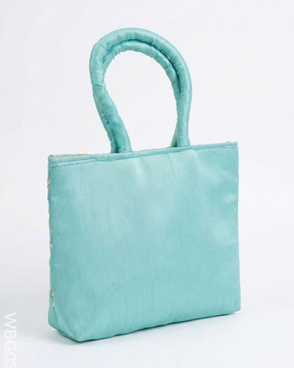 Handbag with Golden Floral Embroidery - WBG0315 - Hand Bags