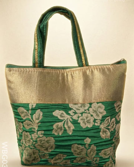 Handbag with Golden Floral Printed Design - WBG0319 - Hand Bags