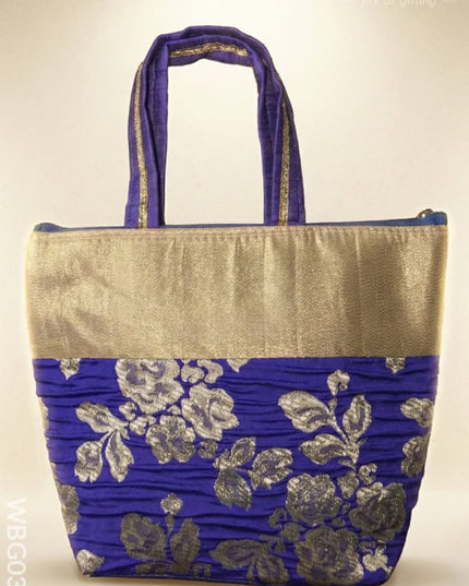 Handbag with Golden Floral Printed Design - WBG0319 - Hand Bags