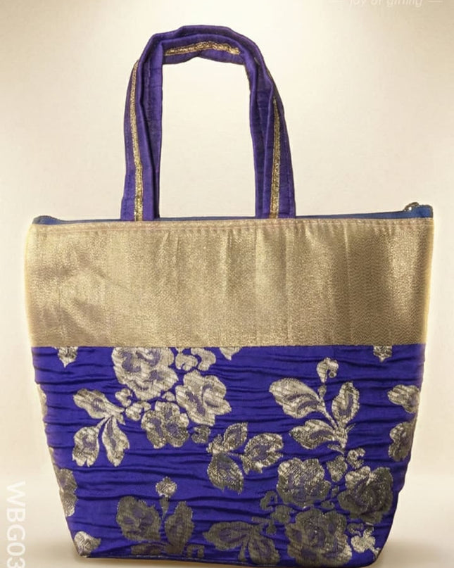 Handbag with Golden Floral Printed Design - WBG0319 - Hand Bags