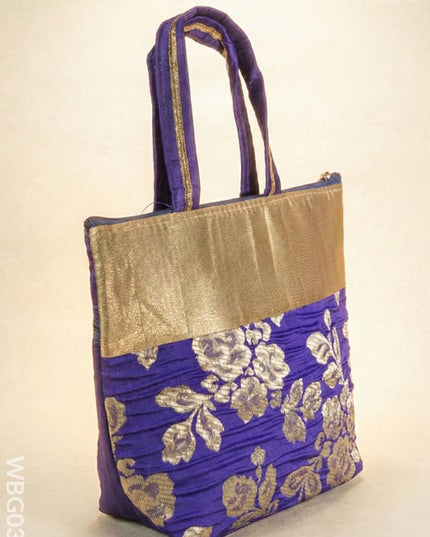 Handbag with Golden Floral Printed Design - WBG0319 - Hand Bags