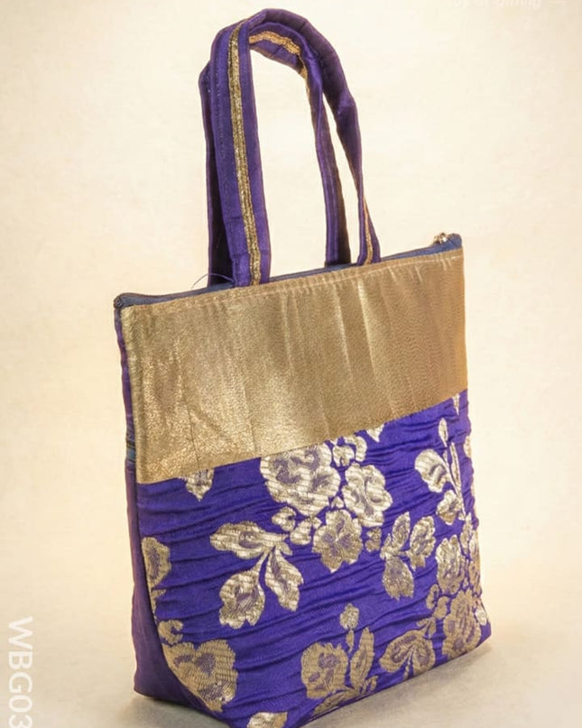 Handbag with Golden Floral Printed Design - WBG0319 - Hand Bags