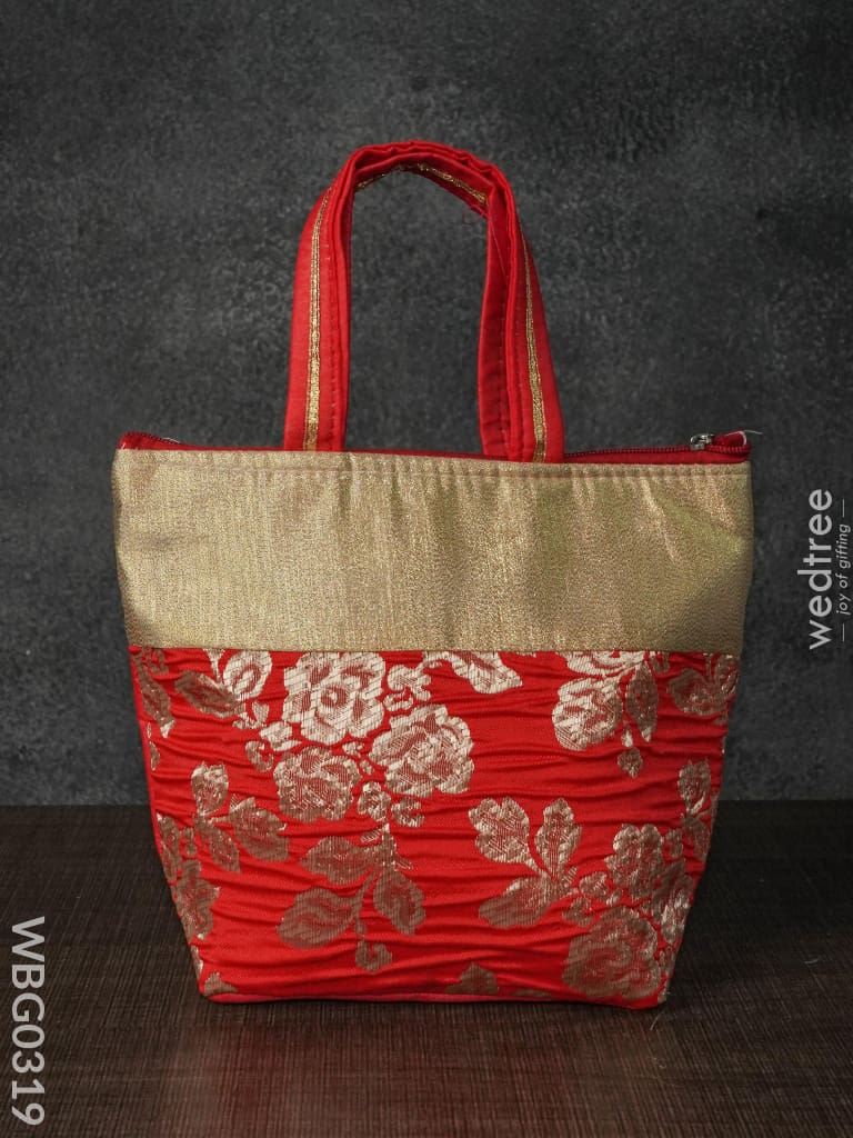 Handbag With Golden Floral Printed Design - Wbg0319 Hand Bags