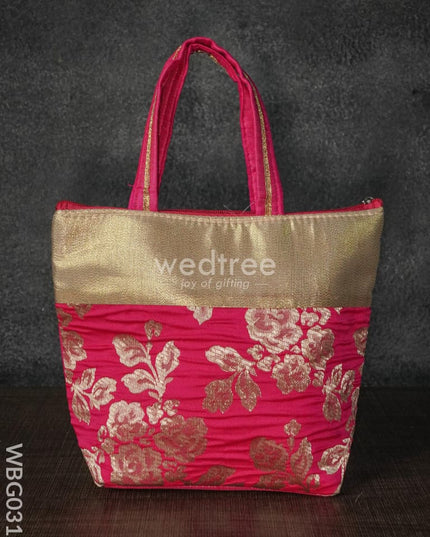 Handbag With Golden Floral Printed Design - Wbg0319 Hand Bags