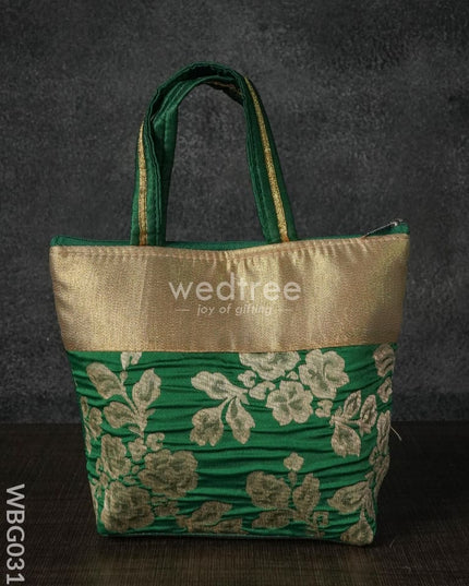 Handbag With Golden Floral Printed Design - Wbg0319 Hand Bags