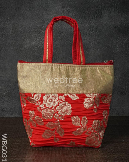 Handbag With Golden Floral Printed Design - Wbg0319 Hand Bags