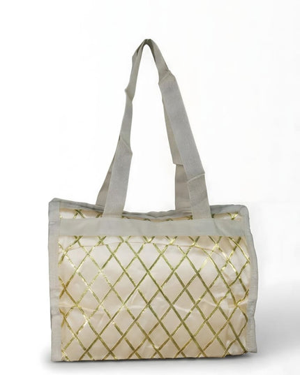Handbag with Golden Lace Work - W4496 - Hand Bags