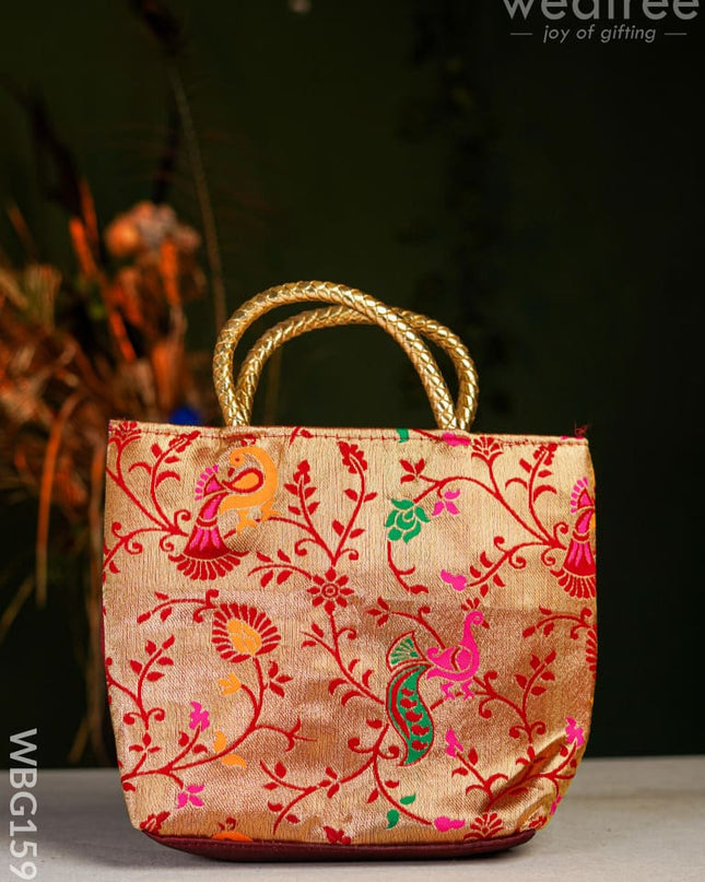 Handbag with Golden Peacock Design - WBG1597 Clutches & Purses