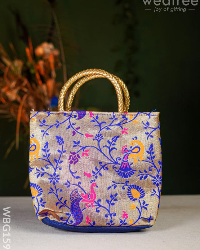Handbag with Golden Peacock Design - WBG1597 Clutches & Purses