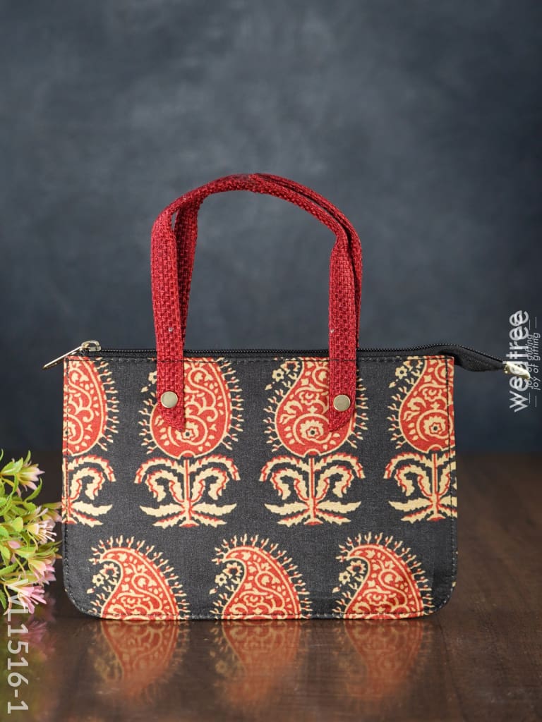 Handbag With Paisley Prints And Jute Handle - Wl1516 1 Regular Handbags