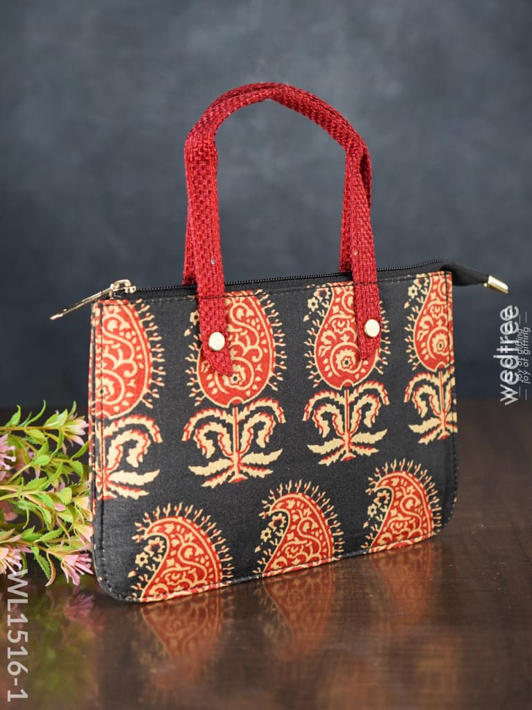 Handbag With Paisley Prints And Jute Handle - Wl1516 Regular Handbags