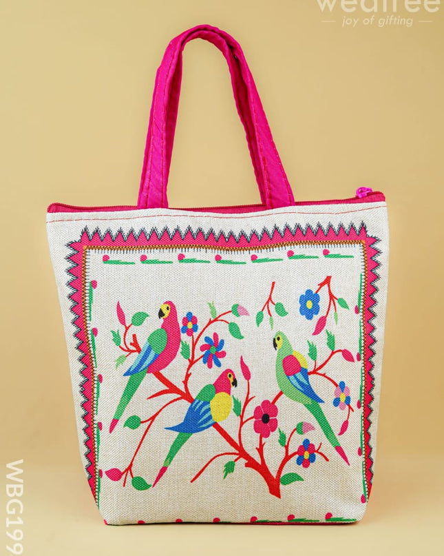 Handbag with Parrot Design - 9 inch - WBG1996 - Hand Bags