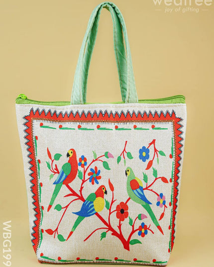 Handbag with Parrot Design - 9 inch - WBG1996 - Hand Bags