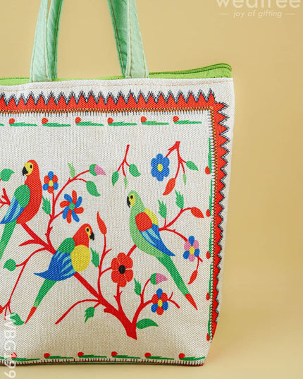 Handbag with Parrot Design - 9 inch - WBG1996 - Hand Bags