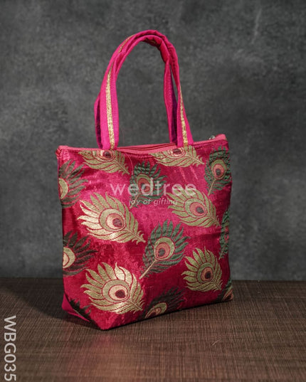 Handbag With Peacock Feathered Prints - Wbg0352 Hand Bags