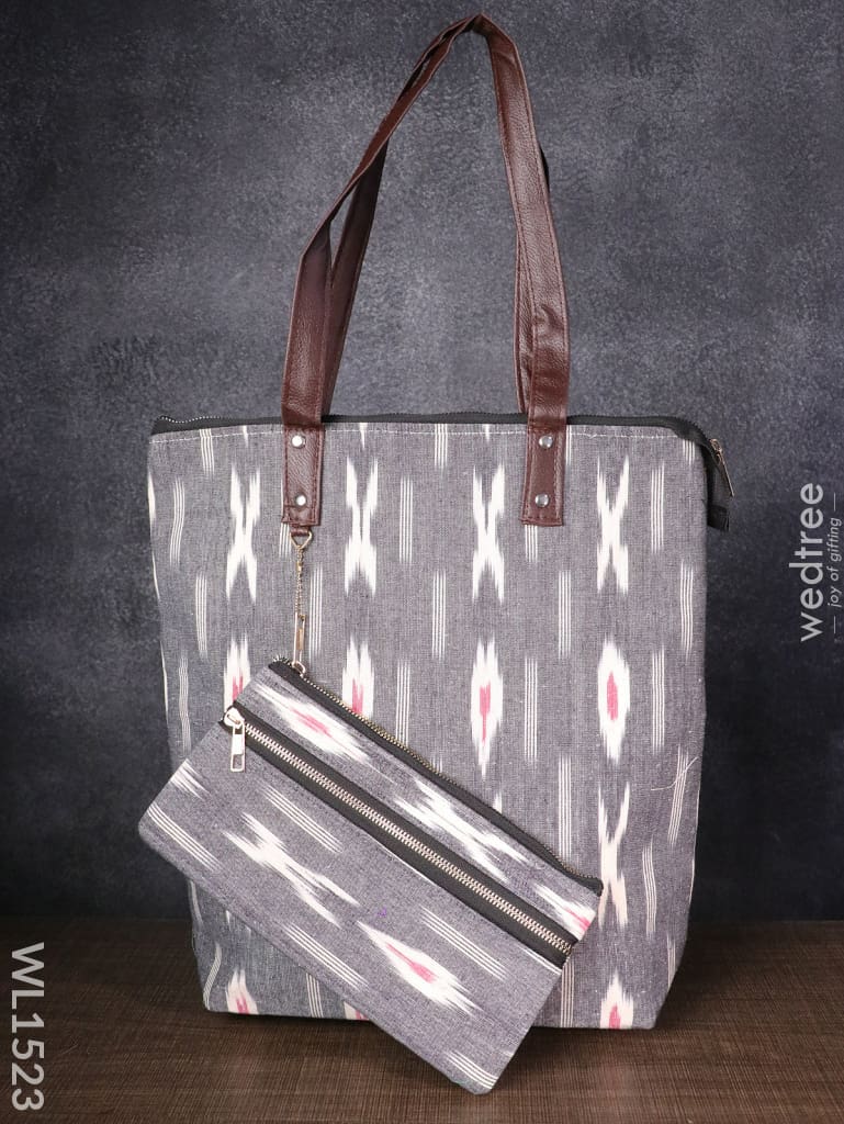 Handbag With Pouch For Ladies -Grey - Wl1523 Regular Handbags