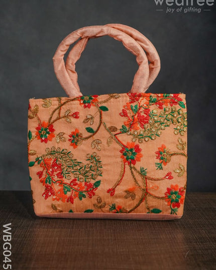 Handbag With Pulkari Embroidery Design - Wbg0456 Hand Bags