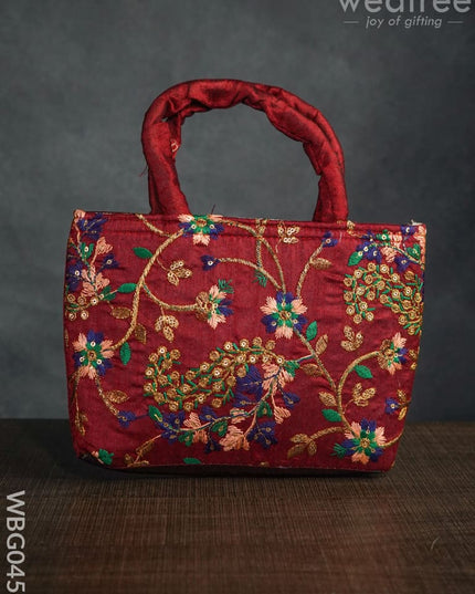 Handbag With Pulkari Embroidery Design - Wbg0456 Hand Bags