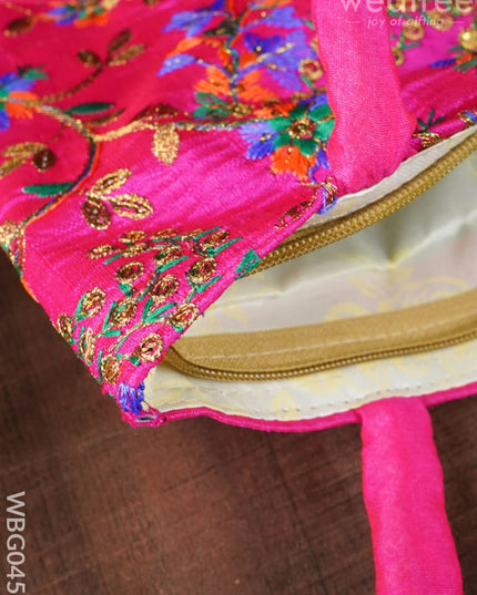 Handbag With Pulkari Embroidery Design - Wbg0456 Hand Bags
