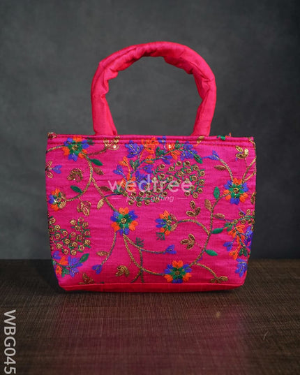 Handbag With Pulkari Embroidery Design - Wbg0456 Hand Bags