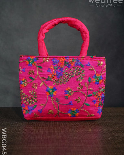 Handbag With Pulkari Embroidery Design - Wbg0456 Hand Bags