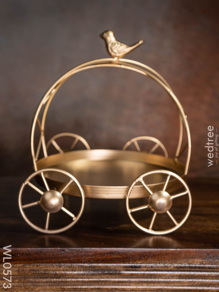 Handcrafted Metal Cake Stand With Bird On The Top - Wl0573 Decor Utility