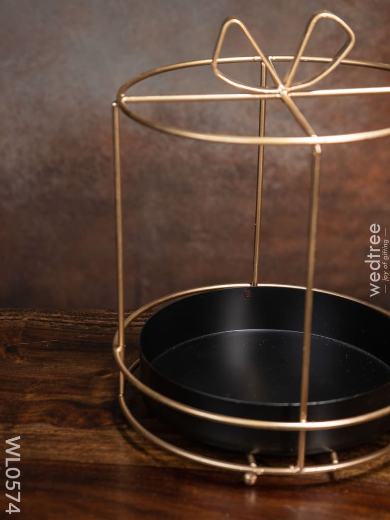 Handcrafted Metal Cake Stand With Ribbon On The Top - Wl0574 Decor Utility