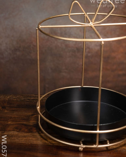 Handcrafted Metal Cake Stand With Ribbon On The Top - Wl0574 Decor Utility
