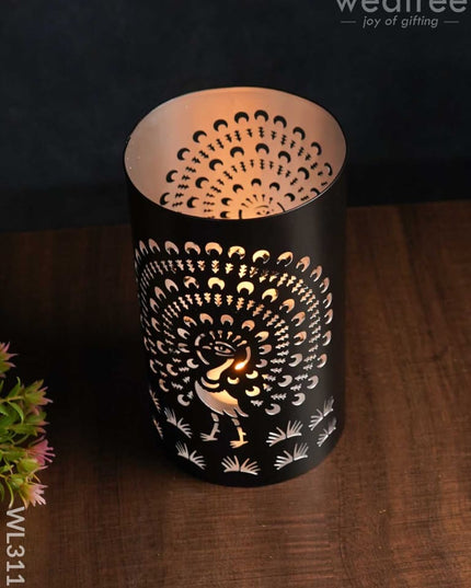 Handcrafted Votive With Peacock Design In Jhaali Pattern - Big Wl3115 Candles And Votives