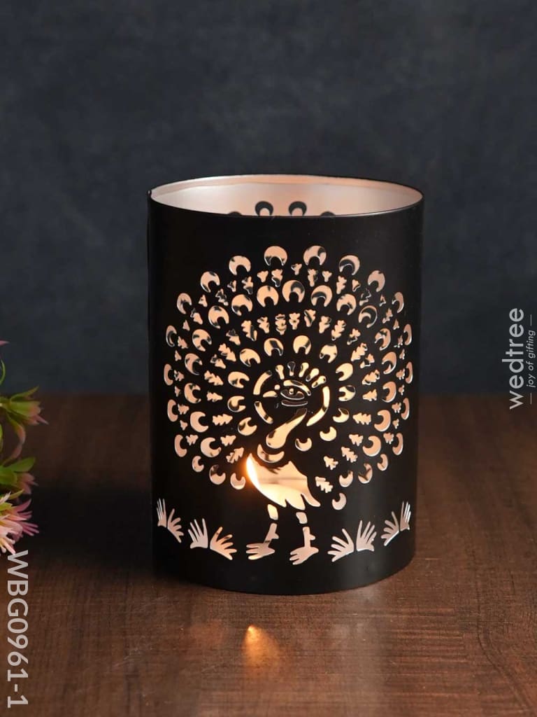 Handcrafted Votive With Peacock Design In Jhaali Pattern - Wbg0961 Candles