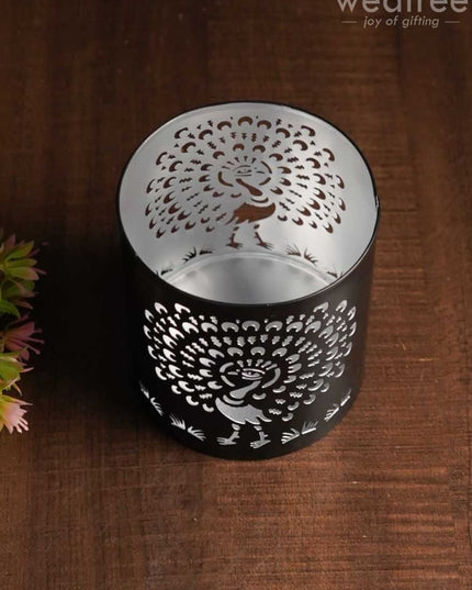 Handcrafted Votive With Peacock Design In Jhaali Pattern - Wbg0961 Candles