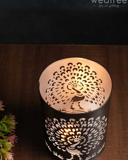 Handcrafted Votive With Peacock Design In Jhaali Pattern - Wbg0961 Candles