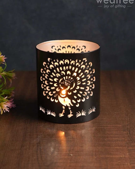 Handcrafted Votive With Peacock Design In Jhaali Pattern - Wbg0961 Candles