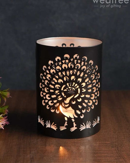 Handcrafted Votive With Peacock Design In Jhaali Pattern - Wbg0961 Candles