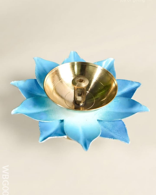 Handpainted Brass Flower Shaped Diya - WBG0040 - Brass Diya RG