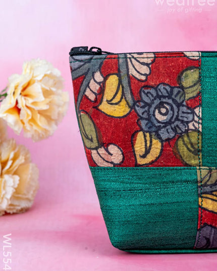 Handpainted Kalamkari Design - Pouch - 6 inch - WL5543 - Bags & Wallets