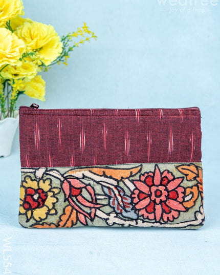 Handpainted Kalamkari Design - Purse - 5 inch - WL5542 - Bags & Wallets
