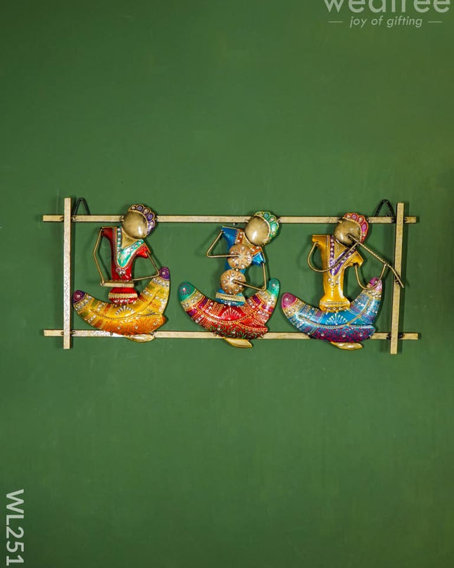 Handpainted Metal 3 Musician In Frame - Wl2517 Decor Hanging